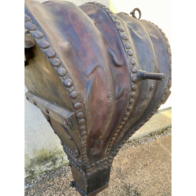 Large Antique Blacksmiths Bellows in Genuine Wood and Leather, 1890s For Sale - Image 5 of 15