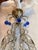 Victorian Pair Antique Victorian Chandelier With Amber and Cobalt Floral Crystal Pendants For Sale - Image 3 of 3