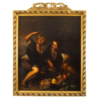 After Bartolome Esteban Murillo, Grape and Melon Eaters, Oil on Canvas, Framed For Sale