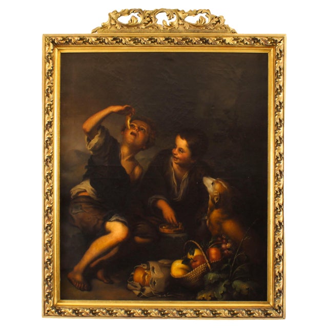 After Bartolome Esteban Murillo, Grape and Melon Eaters, Oil on Canvas, Framed For Sale