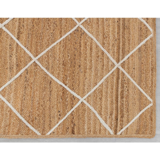 Brass Modern Geometric Bohemian Jute Rug 3x8 Ft. For Sale - Image 8 of 12