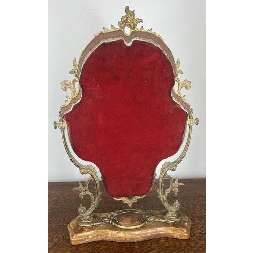 Vintage French Ornate Standing Table Mirror in Marble For Sale - Image 4 of 16