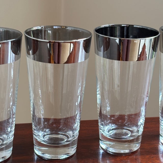 MCM Dorothy Thorpe-Style Platinum Rimmed Tumblers — Set of 6 For Sale - Image 11 of 13
