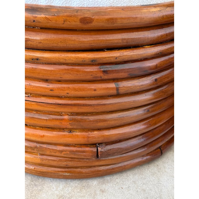Pair of Mid-20th Century Refinished Stacked Bent Rattan Ottomans in the Manner of Paul Frankl For Sale - Image 10 of 12