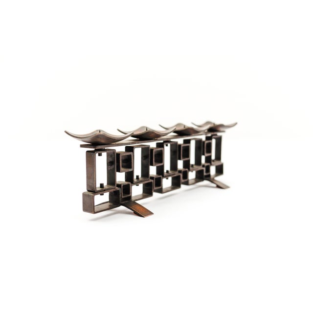 1960s Space Age Geometric Copper Candleholder, Scandinavia, 1960s For Sale - Image 5 of 8