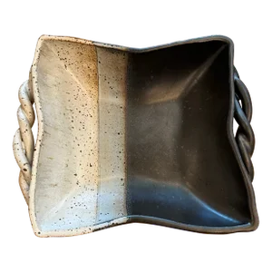 Vintage Studio Pottery Square Serving Bowl With Handles