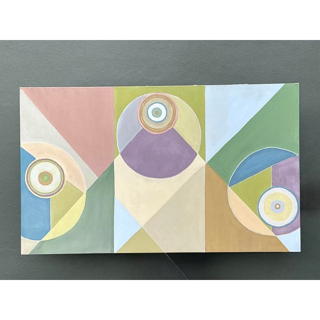 Vintage Original Abstract Geometric Oil on Canvas For Sale - Image 12 of 12