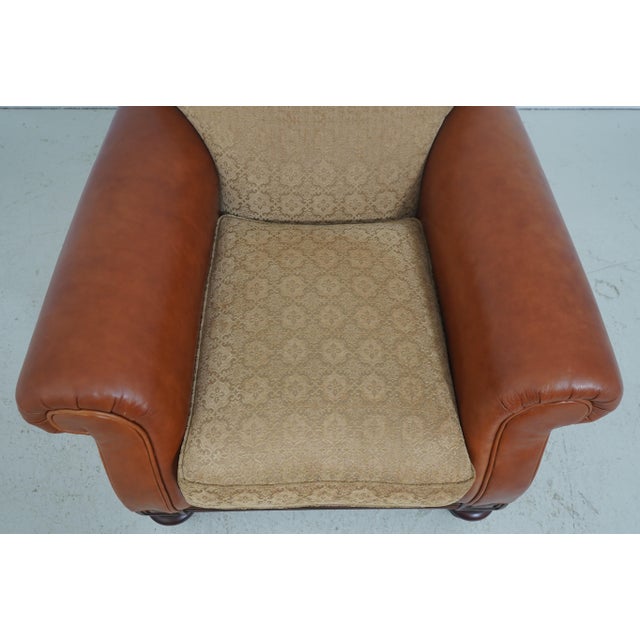 Pair of Hickory White Leather and Fabric Club Chairs For Sale In Philadelphia - Image 6 of 18
