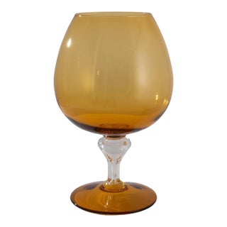 1960s Italian Yellow Glass Goblet For Sale