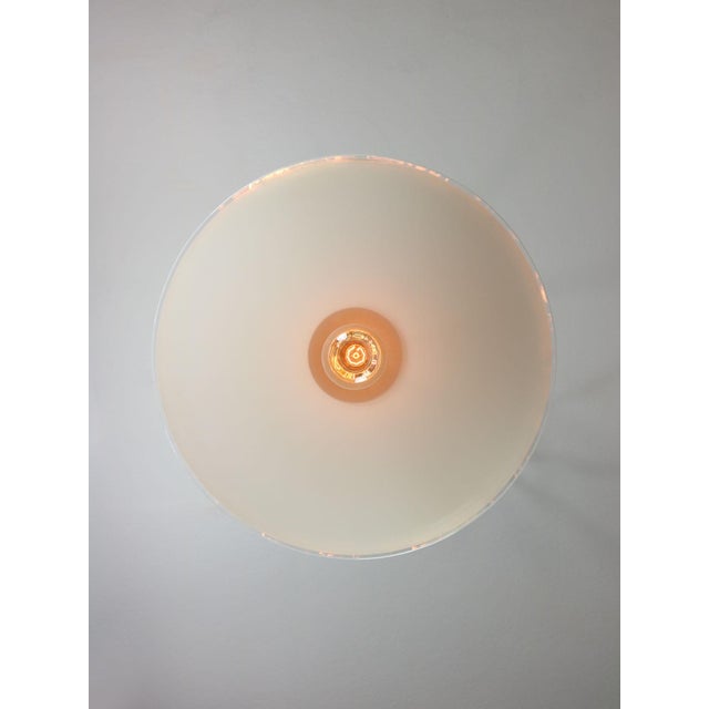 Goldenrod Mid-Century Italian Saucer Glass and Brass Pendant Lamp For Sale - Image 8 of 16