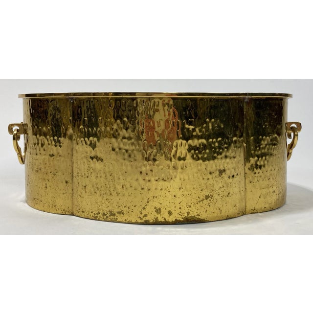 Brass Vintage Large Hammered Brass Cachepot For Sale - Image 8 of 11