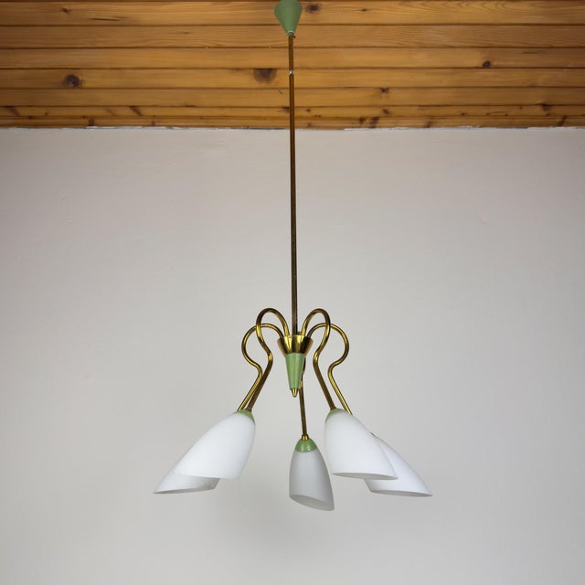 Metal Vintage Stilnovo Chandelier, Italy 1940-50s, 1950s For Sale - Image 7 of 18