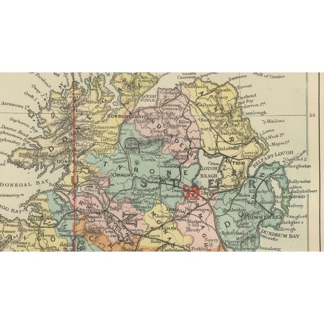 Black Antique Map of Ireland, 1885 For Sale - Image 8 of 9