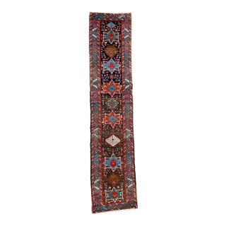 Antique Northwest Runner Smokey Blackish-Blue Ground Rug 3 x 13.10 For Sale