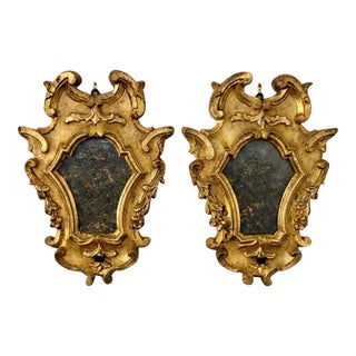 Pair of 18th Century Italian Rococo Giltwood Mirrors For Sale