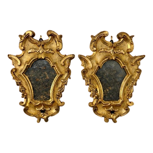 Pair of 18th Century Italian Rococo Giltwood Mirrors