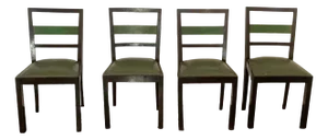 Art Deco Dining Chairs in Rosewood-Stained Beech and Green Maple, 1930s, Set of 4