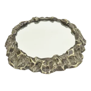 Vintage Resin Composition Mirrored Tray Brutalist Style Restored