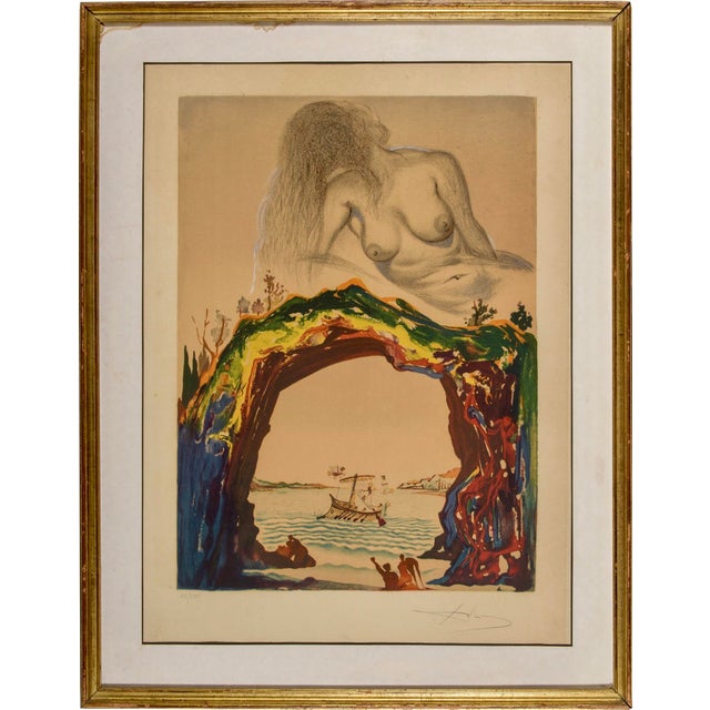 Modern Salvador Dalí­, 1970s, Glass & Paper & Walnut, framed For Sale - Image 3 of 8
