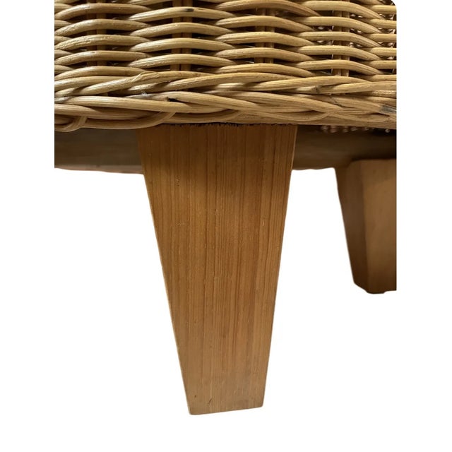 Boho Chic 1950s Wicker Footstool For Sale - Image 3 of 7