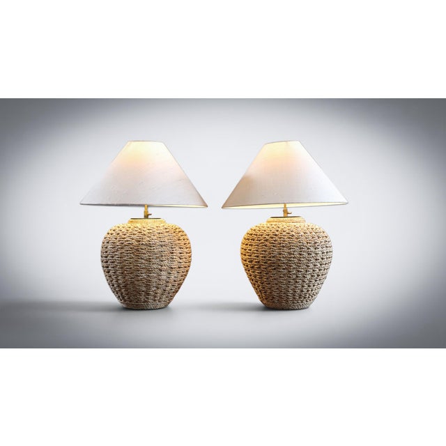 Large Lombok Natural Rattan Woven Table Lamps, 2010s, Set of 2 For Sale - Image 12 of 12