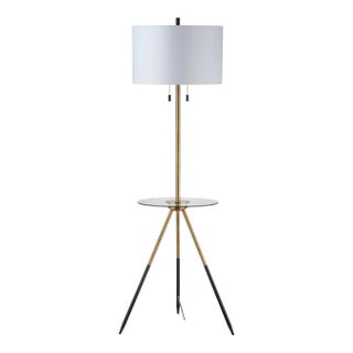 Floor Lamp Side Table - Gold & Black For Sale