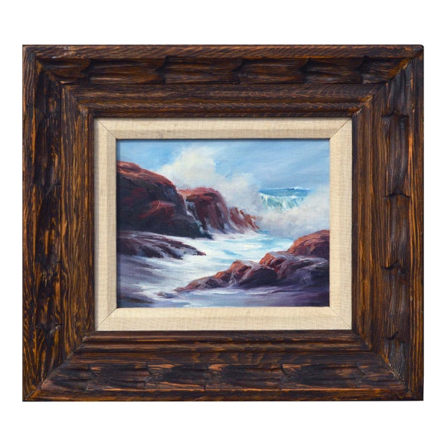 Waves Crashing on the Cliffs Seascape by Henry Cusimano For Sale