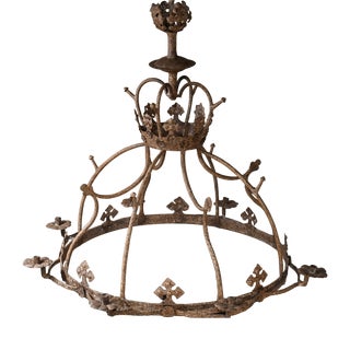 Antique Wrought Iron Chandelier, 1600s For Sale