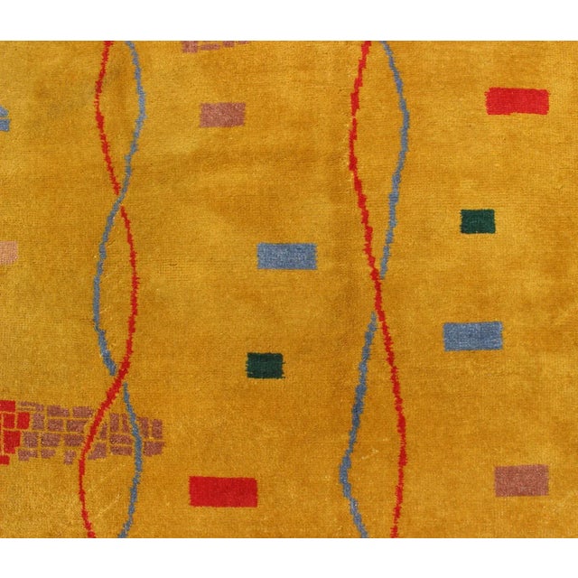 Textile Mid 20th Century Mid-Century Modern Rug Turkish Carpet in Bright Yellow Red Blue Green & Pink For Sale - Image 7 of 13