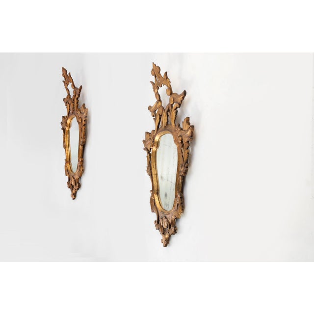 Wood Rococo Venetian Giltwood Mirrors, Italy, 1850s, Set of 2 For Sale - Image 7 of 11