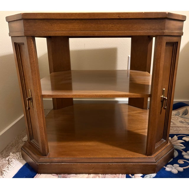 1960s Vintage 1960s Mid-Century Octagonal Two-Tiered Commode Drum End Table For Sale - Image 5 of 6