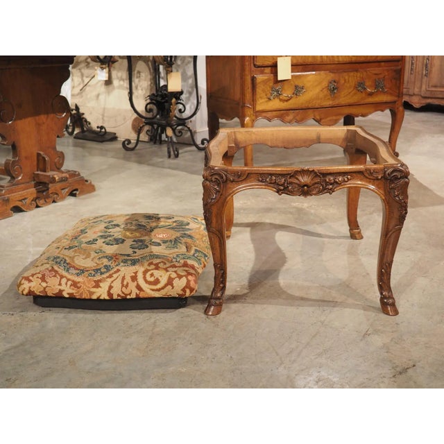 19th Century Regence Tabouret in Carved Walnut by A. Dubois, Le Mans, France For Sale - Image 4 of 12