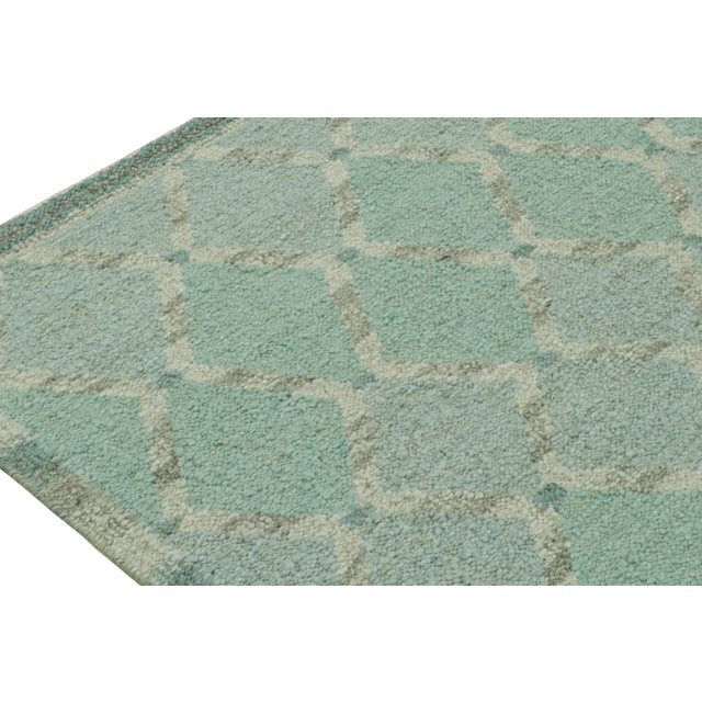 2010s Rug & Kilim’s Scandinavian Style Kilim in Blue & Gray Geometric Patterns For Sale In New York - Image 6 of 8