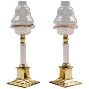 Antique Glass and Brass Cricklites - a Pair