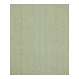Rug & Kilim’s Contemporary Kilim in Seafoam Green and Blue Textural Stripes For Sale