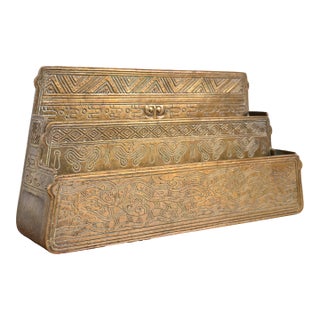 Tiffany Studios New York American Indian Pattern Bronze Letter Rack For Sale