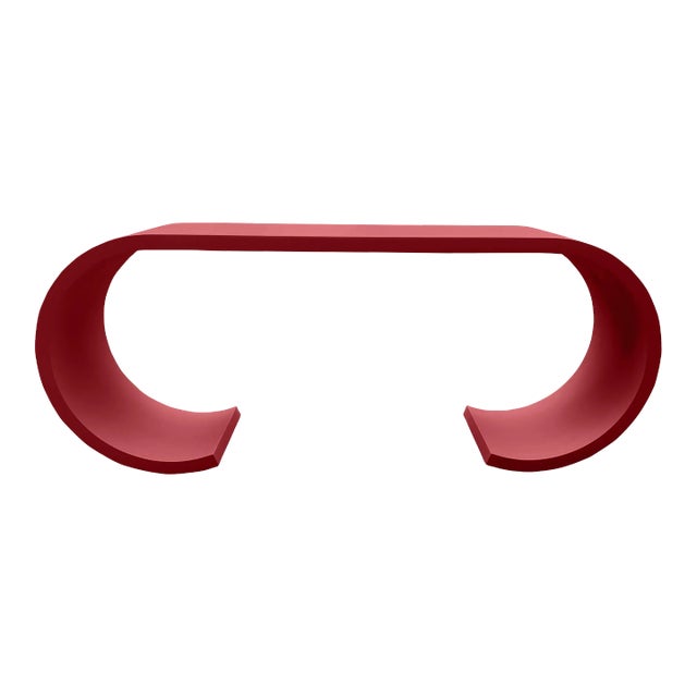 Mid-Century Modern Mid Century Modern Waterfall Style Console Ruby Red For Sale - Image 3 of 4