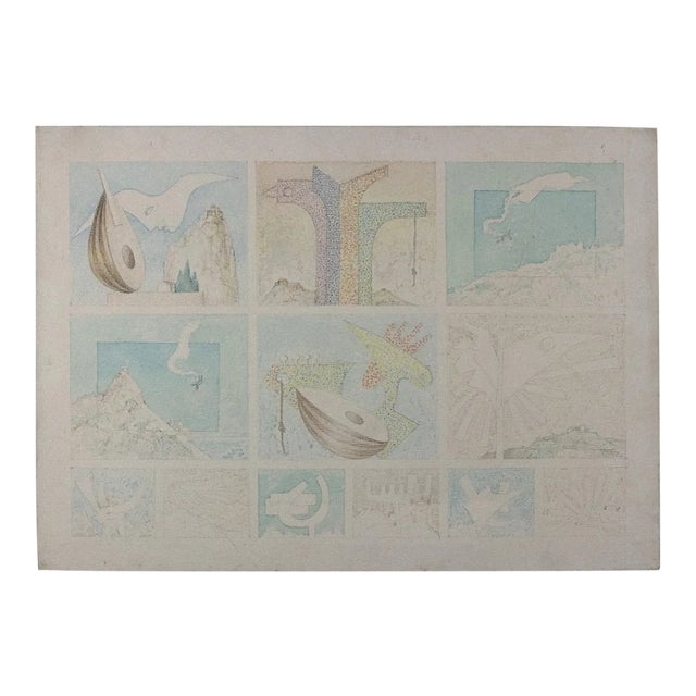 Leo Guida, Microworlds, Mixed Media on Canvas, 1970s For Sale