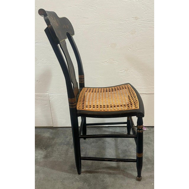 18thc Pair of Stenciled Pair of Cane Seat Chairs For Sale - Image 10 of 11