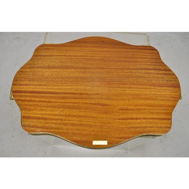 Vintage Italian Lacquered Wood & Brass Chariot Marquetry Inlay Bar Serving Tray For Sale - Image 11 of 12