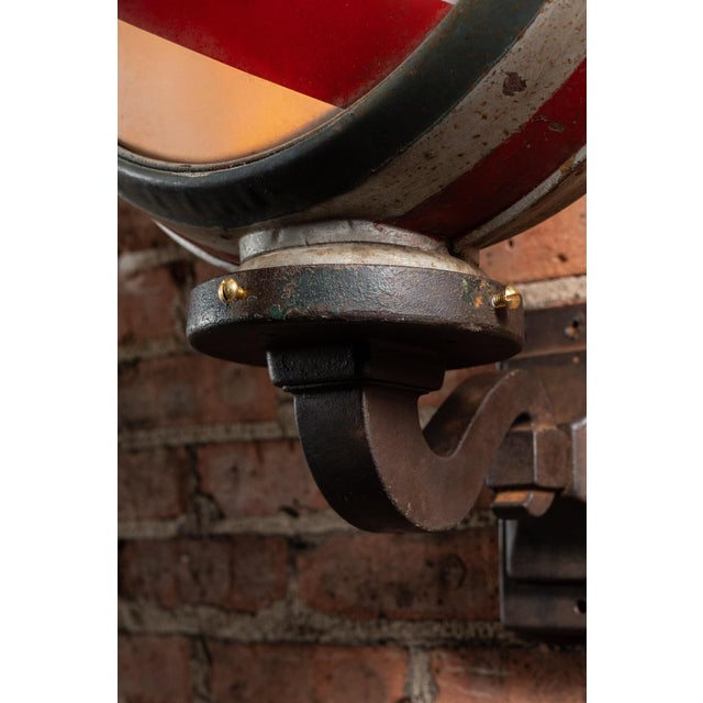 Vintage Illuminated Barber Shop Bubble Sign With Red Stripe Glass Face For Sale In Chicago - Image 6 of 7