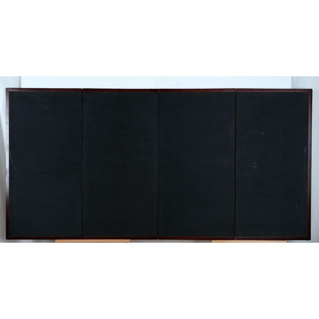 Wood Japanese 4-Panel Byobu 4 White Wading Egrets Hand Painted & Hand Signed Folding Divider Screen Mid 20th Century For Sale - Image 7 of 7