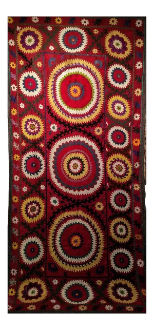 1950s Vintage Silk Suzani- 5' 1" X 10' 8"