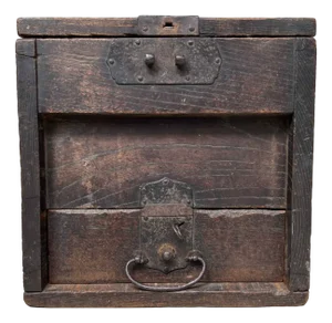 Antique Wooden Zenibako Temple Offering Box, Japan, 1890s