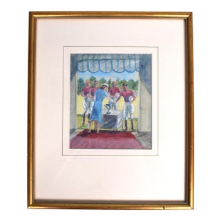 British Polo Match Trophy Presentation Watercolour by Helen Anderson (British, 20th Century) For Sale