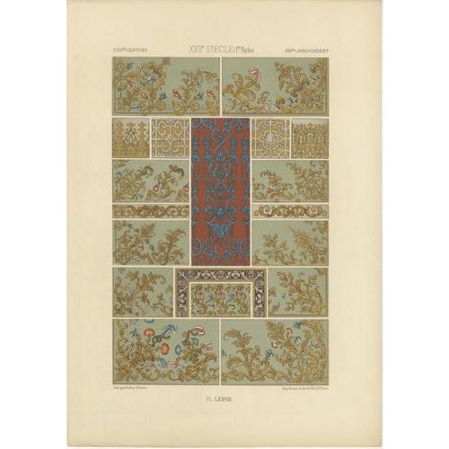 Albert Racinet, Renaissance Ornament Plates, 1873, Lithograph, Set of 3 For Sale - Image 4 of 9