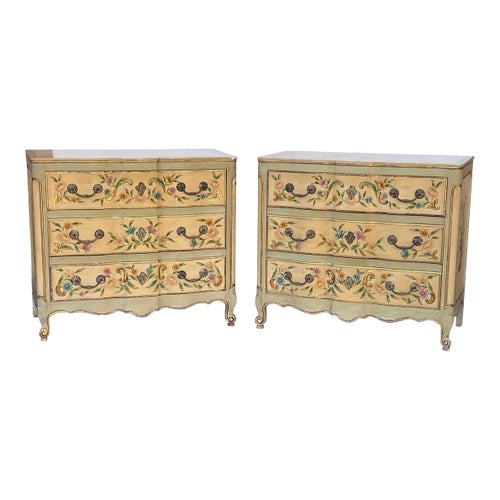 Pair of Handpainted French Provincial Chest Dressers by Ralph
