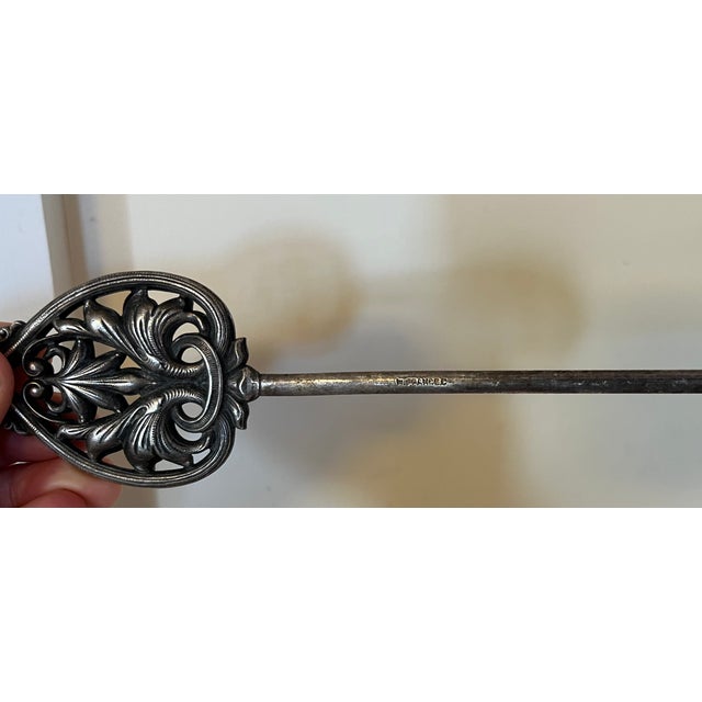 Silver Antique French Neoclassical Silverplate Skewers With Ram's Head and Paisley Design Finials - a Pair For Sale - Image 8 of 12