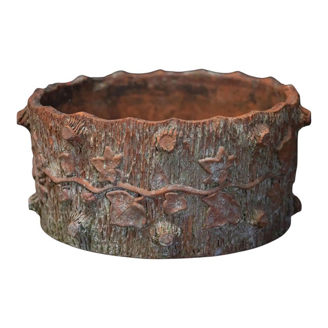 Faux Bois Garden Planter Pot of Terracotta From the Royal Potteries, England For Sale