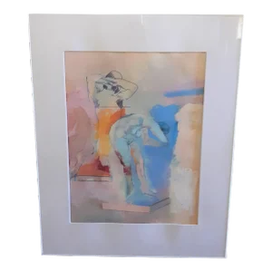 1972 Donald Borthwick Art Nudes Mixed Media Drawing